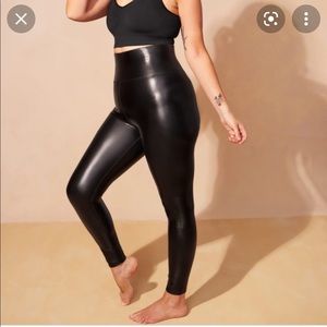 Knix X the birds papaya faux leather leggings